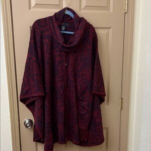 NOVICA ALPACA Burgundy Patterned Women's Cape